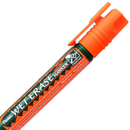 Pentel Arts Wet Erase Chalk Marker, Ideal on Blackboards and Windows, Small Chisel Tip, Orange Ink, SMW26-F, Box of 12