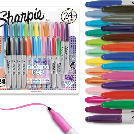Sharpie Permanent Marker, Fine Point, Black (Pack of 12). 24 Stück multicoloured