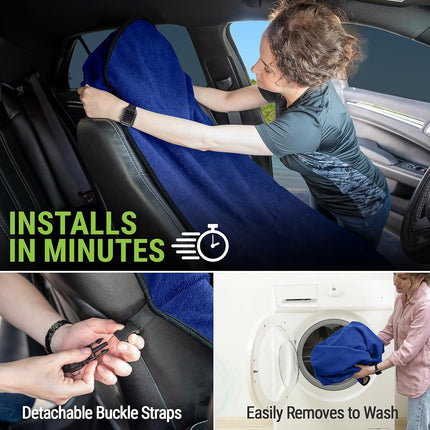 Season Guard Terry Cloth Sweat Towel Seat Cover; Carseat Towel Protector; Great for Gym Workout; Waterproof; Universal Fit for Car SUV Van Truck; EZ fit; Non Slip Grip; Machine Washable; 2pc Blue