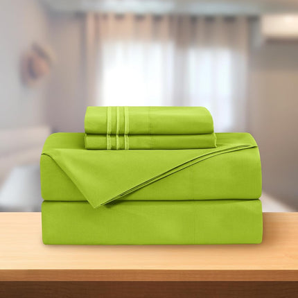 Elegant Comfort Luxury 4-Piece Bed Sheet Set - Luxury Bedding 1500 Premium Hotel Quality Microfiber, Wrinkle Resistant Cool & Breathable, Easy Elastic Fitted, Full, Neon Green