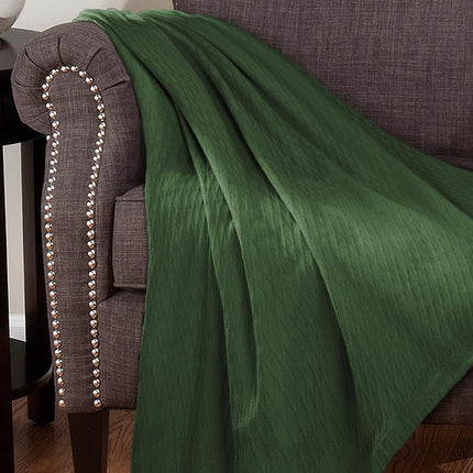 Superior 100% Cotton Thermal Blanket, Soft and Breathable Cotton for All Seasons, Bed Blanket and Oversized Throw Blanket with Luxurious Diamond Weave - Twin Size, Forest Green