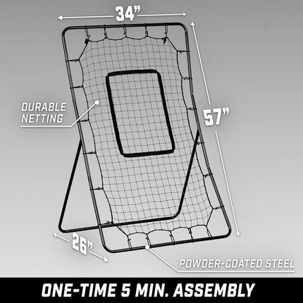 GoSports 5 x 3 ft Baseball & Softball Pitching and Fielding Rebounder - Pitch Back Net with Strike Zone
