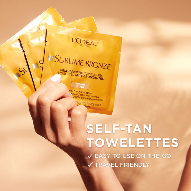 L'Or�al Paris Skincare Sublime Bronze Sunless Tanning Towelettes, Fast-Drying, Streak-Free Self Tanner, 6 ct.