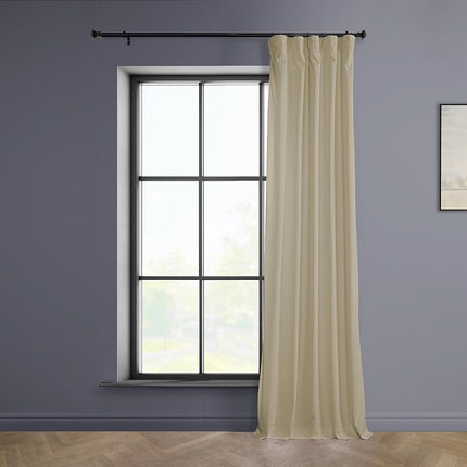 HPD Half Price Drapes Heritage Plush Velvet Curtains 108 Inches Long Room Darkening Curtains for Bedroom & Living Room 50W x 108L, (1 Panel), Light Beige