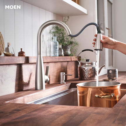 Moen 87627SRS Haelyn Single-Handle Pull-Down Sprayer Kitchen Faucet with Reflex and Power Clean, Spot Resist Stainless