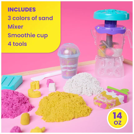 Kinetic Sand, Smoothie Mixer Playset with 14 oz Play Sand, Tools and Popsicle Mould, Play Food Toy, Arts and Crafts Kids Toys for Girls and Boys Ages 5 and up.