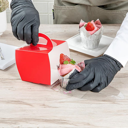 Restaurantware-4 Inch x 4.25 Inch Individual Cupcake Boxes, 100 Disposable Cupcake Display Boxes - with Handle, Bird Accent, Clear Plastic Single Cupcake Containers, for Weddings Or Birthdays