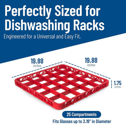 Carlisle FoodService Products OptiClean 25 compartiments (3-1/2") Rallonge de casier à verres divisé, rouge