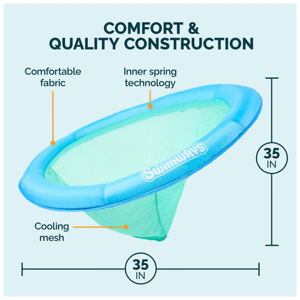 Flotador prémium SwimWays Spring Float Papasan para piscina, hinchable para adultos con inflado rápido para mayores de 15 años, azul cielo