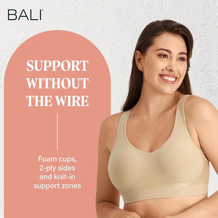Bali Women's Comfort Revolution Shaping Wirefree With Smart Sizes bras, Nude, XXL UK