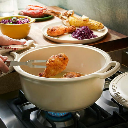 Emile Henry Made in France SUBLIME Ceramic 7.5 qt. Round Dutch Oven, Creme