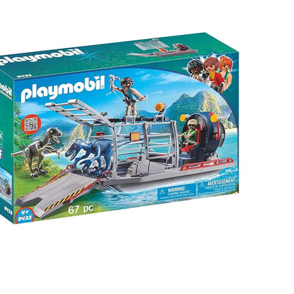 PlayMOBIL Dinos 9433 Enemy Airboat with Raptors, floatable, For Children Ages 4+