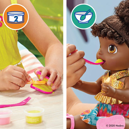 Baby Alive Sunshine Snacks Doll, Eats and Poops, Summer-Themed Waterplay Baby Doll, Ice Pop Mold, Toy for Kids Ages 3 and Up, Black Hair