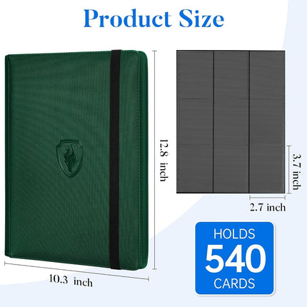 Premium 9 Pocket Card Binder for 540 Cards, Fabmaker PU Trading Card Binder