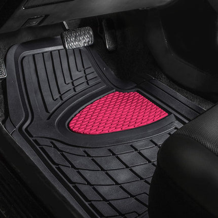New Title: FH Group Car Floor Mats - Heavy-Duty Rubber Floor Mats for Cars, Universal Fit Full Set, Trimmable Automotive Floor Mats, Climaproof Floor Mats for Most Sedan, SUV, Truck Floor Mats Pink