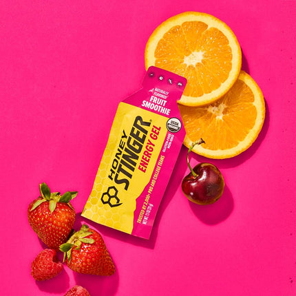 Honey Stinger Organic Fruit Smoothie Energy Gel | Gluten Free & Caffeine Free | For Exercise, Running and Performance | Sports Nutrition for Home & Gym, Pre and Mid Workout | 24 Pack, 31g