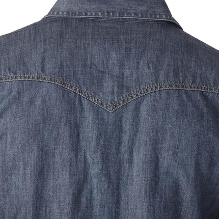 Wrangler Men's Big & Tall Retro Two Pocket Long Sleeve Snap Shirt, Blue Denim, XXXL