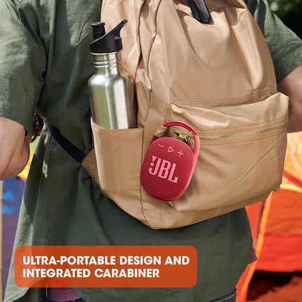 JBL Clip 4 - Portable Mini Bluetooth Speaker, Big Audio and Punchy bass, Integrated Carabiner, IP67 Waterproof and dustproof, 10 Hours of Playtime, Speaker for Home, Outdoor and Travel - (Squad)