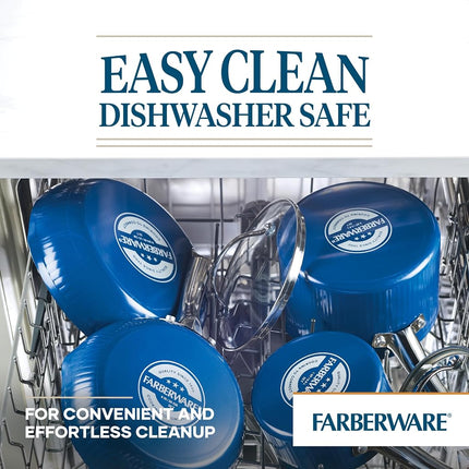 Farberware Style Sauteuse Antiadhésive avec Couvercle, Compatible Lave-Vaisselle, 2,8 Litres - Bleue