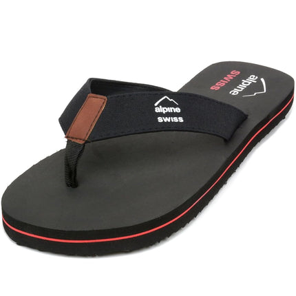 alpine swiss Mens Flip Flops Beach Sandals EVA Sole Comfort Thongs Black 10 M US