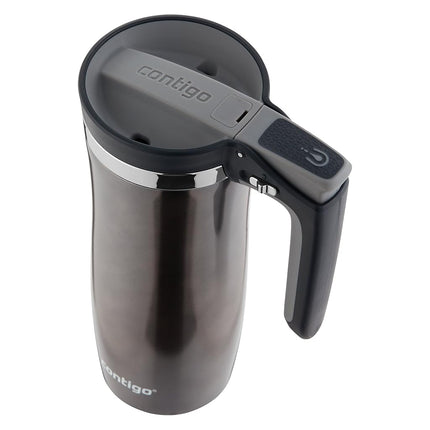Contigo Termo de viaje de acero inoxidable con aislamiento al vacío y asa, tapa antiderrame, taza de café o botella de agua reutilizable de 473 ml, sin BPA, mantiene las bebidas calientes o frías durante horas, color plomo