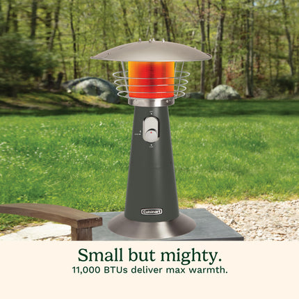 Cuisinart COH-514 Portable Tabletop Patio, 11,000 BTU Outdoor Propane Heater with Safety Tilt Switch and Burner Screen Guard, 30 sq. Foot Heat Range, Dark Gray