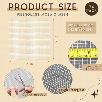 Teenyyou 12" x 120" Mosaic Mesh for Back Mounted Tile Fiberglass Mosaic Mesh Backing Boast for Tile Installation Supplies Tools(Non Sticky)