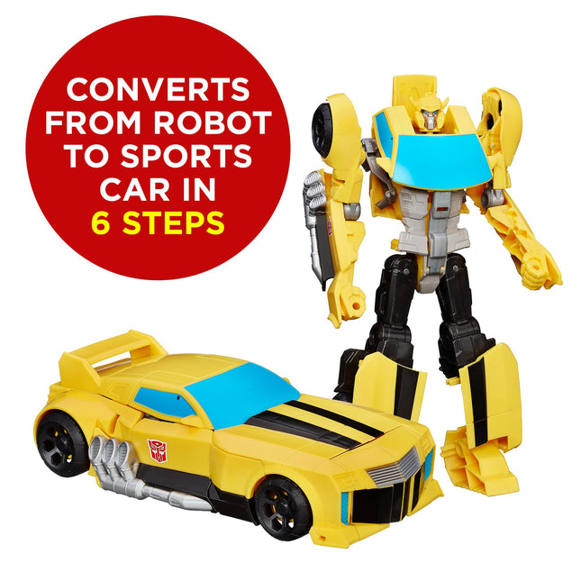 Figurine articulée Transformers Toys Heroic Bumblebee – Grande figurine intemporelle, se transforme en voiture jouet jaune, 28 cm (exclusivité Amazon)