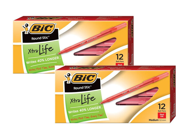 BIC Round Stic Xtra Life Ballpoint Pen, Medium Poi
