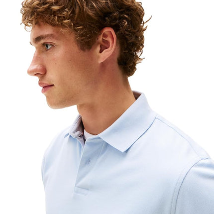 Tommy Hilfiger Men's Long Sleeve Polo Shirts in Regular Fit with Stretch and Organic Pique Cotton, Breezy Blue, S