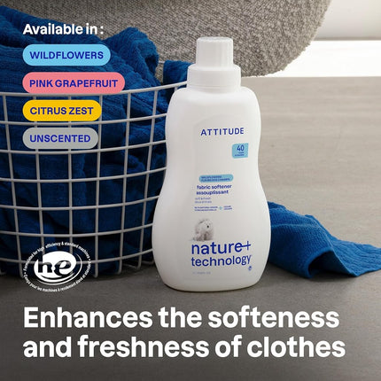 Attitude All Natural Fabric Softener, Hypoallergenic, With 100% Worry-Free Ingredients - Citrus Zest (40 Loads)