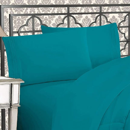Elegant Comfort 1500 Thread Count Wrinkle & Fade Resistant Egyptian Quality Ultra Soft Luxurious 4-Piece Bed Sheet Set with Deep Pockets, California King Turquoise