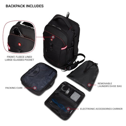 SwissGear Hybrid, Black, 21.5-Inch, Hybrid Travel Laptop Backpack