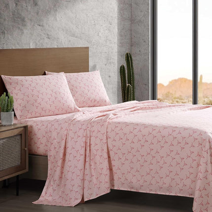 Wrangler - Full Sheet Set, Super Soft Bedding Set, Cozy Home Decor, Yellowstone Inspired, Oeko-Tex Certified (Steer Skulls Pink, Full)