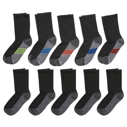 Hanes Ultimate Boys Crew, 10-Pack Black Medium