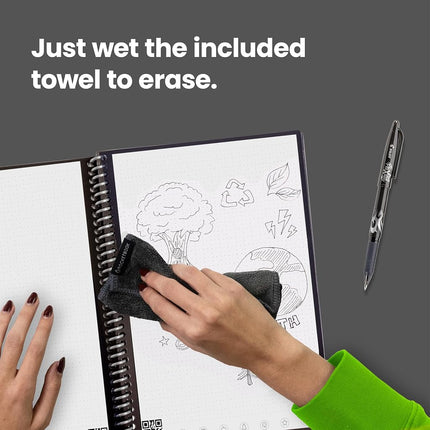 Rocketbook Smart Reusable - Dot-Grid Eco-Friendly Notebook with 1 Pilot Frixion Pen & 1 Microfiber Cloth Included - Infinity Black Cover, Letter Size (8.5" x 11") (EVR-L-K-A)