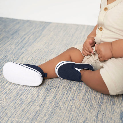 Gerber Unisex-Child Zapatilla Deportiva Sin Cordones para Recién Nacido, Bebé y Niño Pequeño, Azul Marino, 6-9 Meses, Bebé