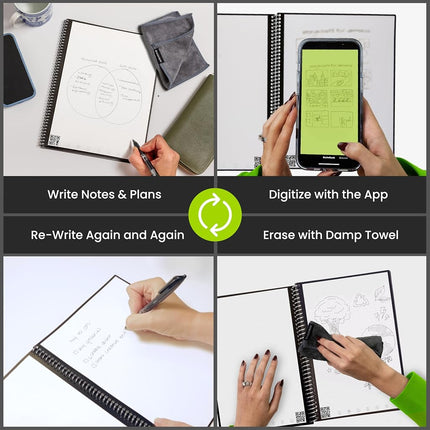 Rocketbook Smart Reusable - Dot-Grid Eco-Friendly Notebook with 1 Pilot Frixion Pen & 1 Microfiber Cloth Included - Infinity Black Cover, Letter Size (8.5" x 11") (EVR-L-K-A)