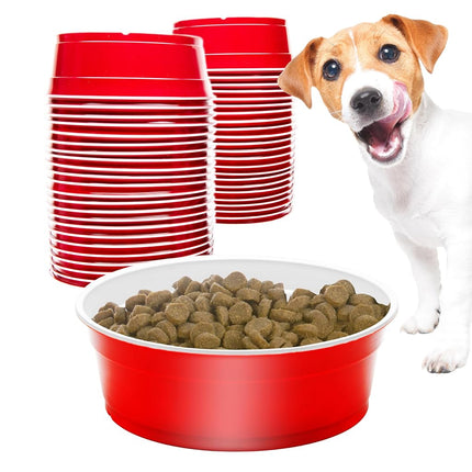 Party Dog Disposable Red Cup Style Pet Food Bowls for Cats and Dogs - Large and Small Sizes