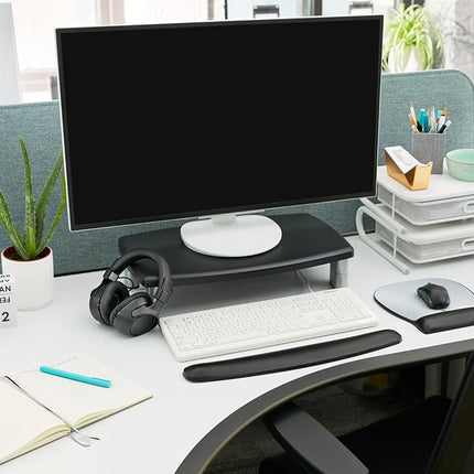 3M Office Adjustable Monitor Stand, 50.8 x 30.48 x 14.9 cm - Black/Silver