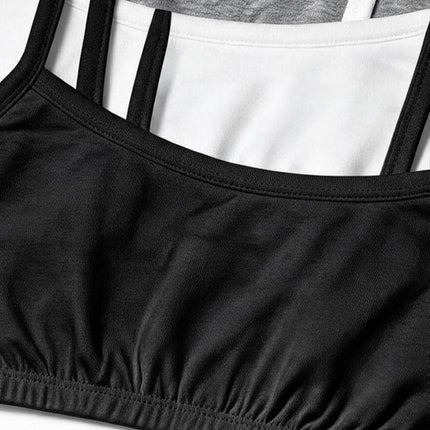 Fruit of the Loom Girls' Spaghetti Strap Sports Bra, Grey Stripe/Grey/White, 40