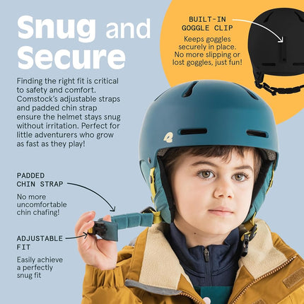 Retrospec Comstock Youth Ski & Snowboard Helmet for Kids - Durable ABS Shell, Protective EPS Foam & Cooling Vents - Adjustable Fit for Boys & Girls - Matte Black, 52-55cm Small