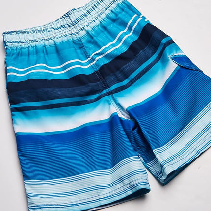 Kanu Surf - Short de bain pour garçon - Grand motif à rayures Victor - Séchage rapide - Marine/bleu roi - Large (14/16)