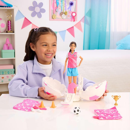 Barbie Team Roll and Reveal Soccer Player Doll and Accessories
