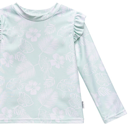 Gerber Girls' Baby Toddler Long Sleeved Rashguard Swim Bathing Suit Set, Tropical, 12 Months