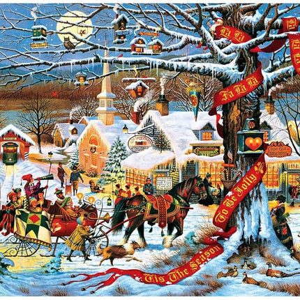 Buffalo Games - Charles Wysocki - Small Town Christmas - 300 Piece Jigsaw Puzzle for Adults Challenging Puzzle Perfect for Game Nights - Finished Puzzle Size is 21.25 x 15.00