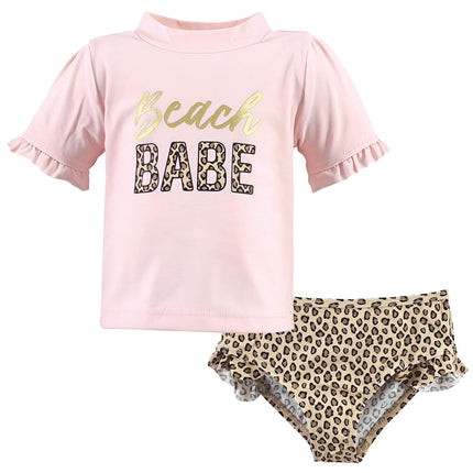 Hudson Baby Conjunto de Rashguard de Natación para Bebés Unisex, Beach Babe, 4T