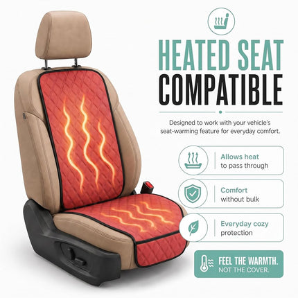 FH Group Car Seat Cushion Front Set Neosupreme Automotive Seat Cushions - Universal Fit, Car Seat Cushion with Front Pockets, Airbag Compatible Car Seat Cushions for SUV, Sedan, Van Red