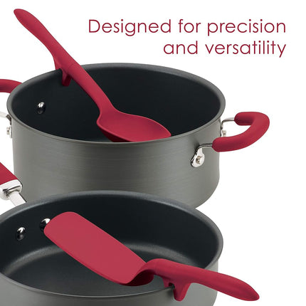 Rachael Ray Tools and Gadgets Lazy Crush & Chop, Flexi Turner, and Scraping Spoon Set/Cooking Utensils - 3 Piece, Red