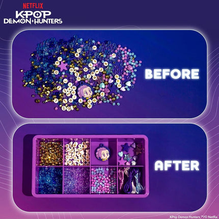 Kpop Demon Hunters™ Friendship Bracelet Kit, 3-Pack, Rumi, Mira & Zoey Bracelet Making Kits, Beads for Jewelry Making, Kpop Charms & Travel-Friendly Bead Case, Official K Pop Demon Hunters Merch